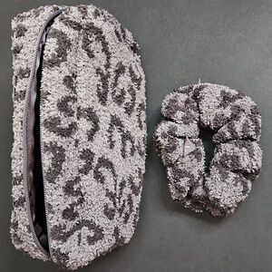 Barefoot Dreams Cozychic Cosmetics Bag Gray Animal Print